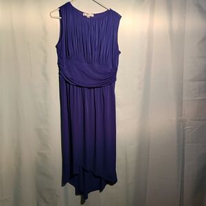 Women's Sleeveless Purple High-Low Dress – Pleated Bodice Formal Gown